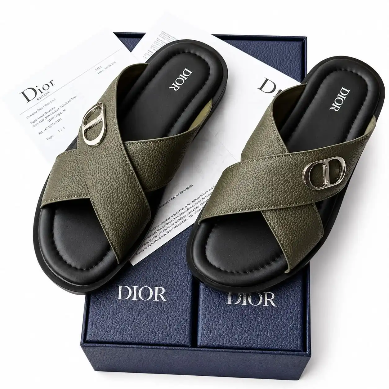 Dior Slippers Army Green
